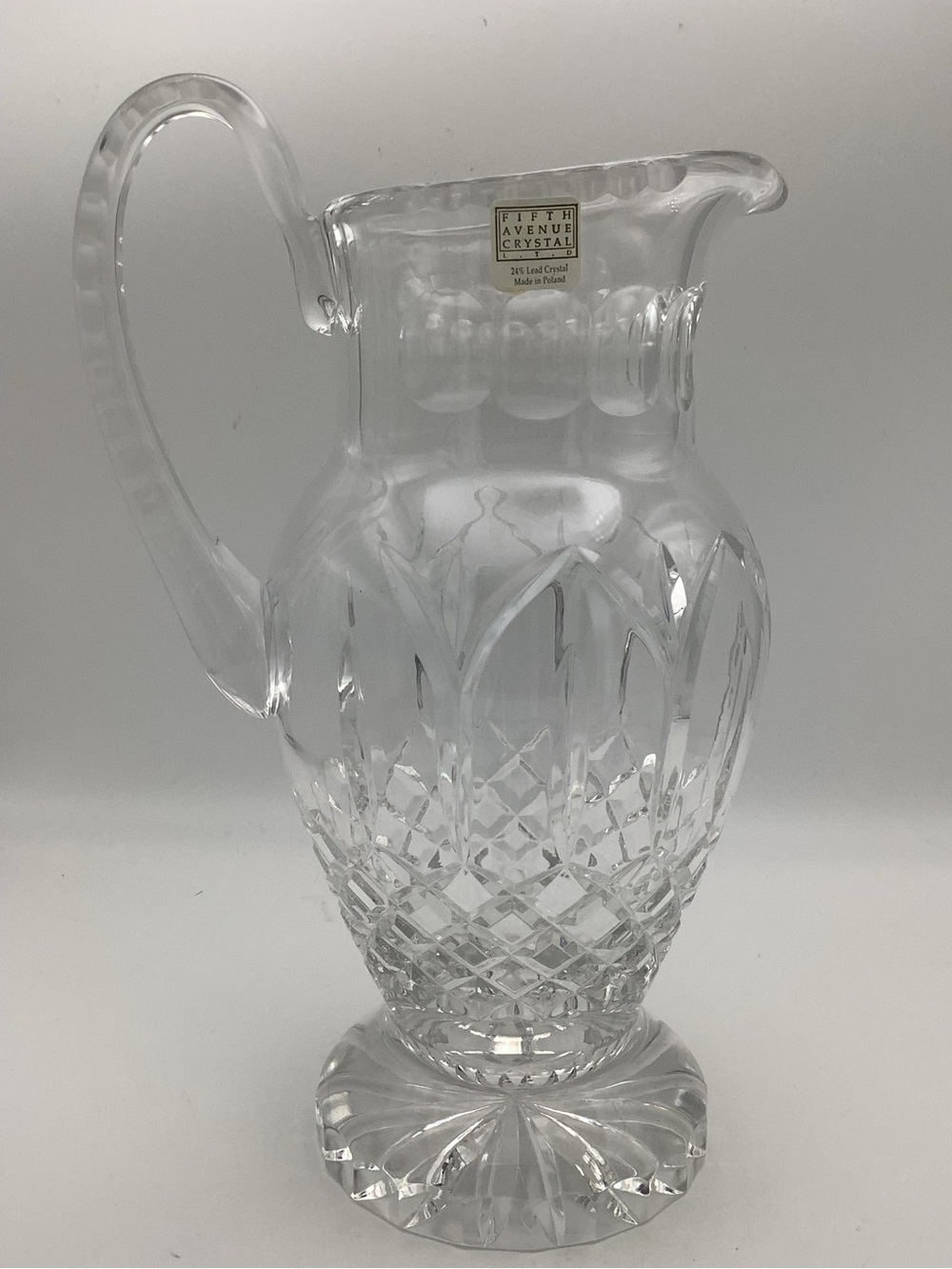 Fifth Avenue Crystal Clear Cut Glass Pitcher